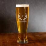Groomsmen pilsner glass with antler design