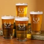 Groomsmen pint glass set with antler design