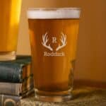 Groomsmen Pint Glass with antler design