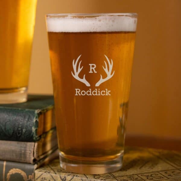 Groomsmen Pint Glass with antler design