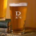 Groomsmen Pint Glass with split monogram