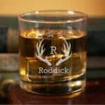 Personalized Groomsman Rocks Glass with Antler Design