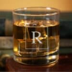 Personalized Groomsman Rocks Glass with Square Design