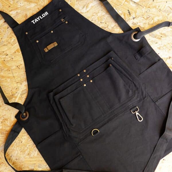 Black Work Apron laying flat