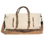 Langston Canvas & Leather Duffle Bag in White