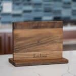 Add your family name or a custom message to the front of the magnetic knife block