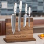 Engraved knife block with one line of custom text
