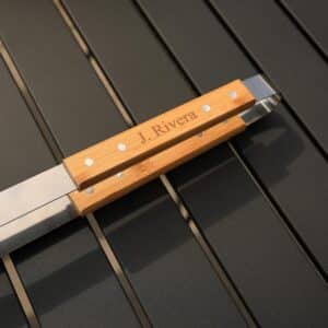 Laser engraved handle of the grilling tongs