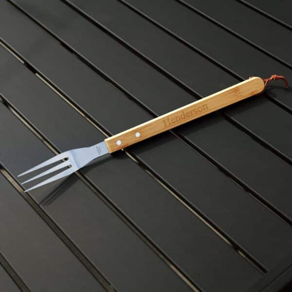 Personalized BBQ Grill Fork with Bamboo Handle