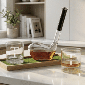 Personalized Birdie & Bourbon Golf Club Decanter & Whiskey Glasses
