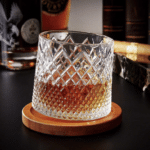 The spinning whiskey glass makes a unique whiskey-themed gift for bourbon-loving groomsmen