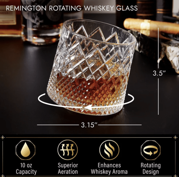 Features of the Remington glass include a rotting design, superior aeration and a 10oz. capacity