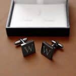 Free engraving is offered on our gunmetal square cufflinks