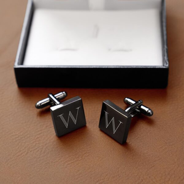Free engraving is offered on our gunmetal square cufflinks