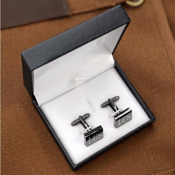 A black gift box is included for each pair of black square cufflinks