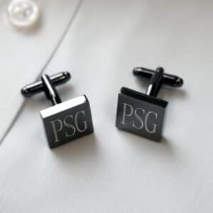 Personalized Gunmetal Square Cufflinks (Gift Boxed)