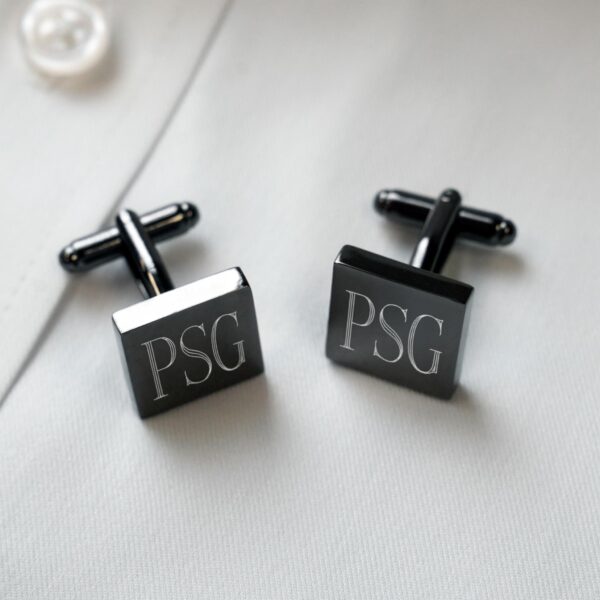 Personalized Gunmetal Square Cufflinks (Gift Boxed)